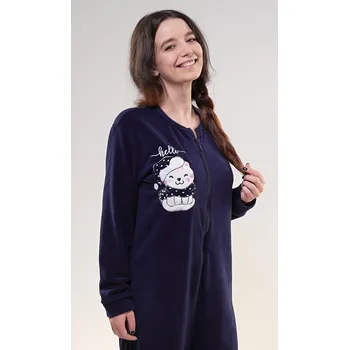 Dámské noční prádlo Vienetta Dámský overal Kočka Barva: Modrá - tmavě, Velikost: L