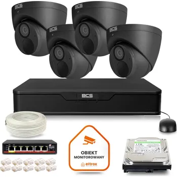 Bezpečnostní kamera BCS Point IP Surveillance Kit 4x kamera BCS-P-EIP28FWR3-Ai2-G DVR s 1TB diskem