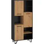 Regál PRUDHOE 3D, černá/dub artisan, 5 let záruka + vyzvednutí ZDARMA