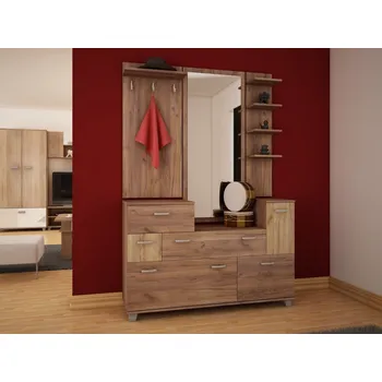 Předsíňová stěna Předsíň NALISE, craft tobacco/craft zlatý, 5 let záruka + vyzvednutí ZDARMA