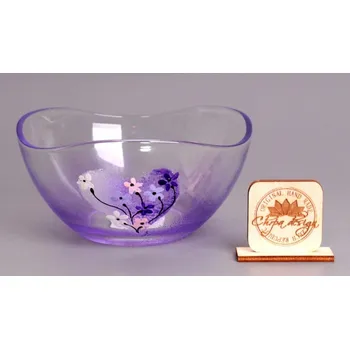 Skleněná miska - fialové srdce, CHRPA KRNOV