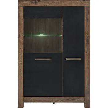 Pohovka Black Red White BALIN REG1D1W vitrína dub monastery/dub černý (včetně LED osvětlení)