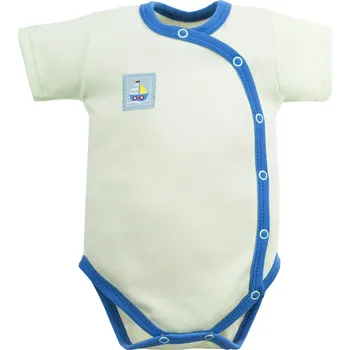 Kojenecký body Eevi Body rozepínací s krátkým rukávem STATKI zelené - 56