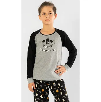 Chlapecké pyžamo Vienetta Kids Dětské pyžamo dlouhé Netopýr Barva: Šedá, Velikost: 9/10