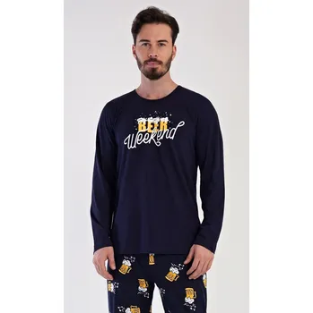 Pánské pyžamo Vienetta MAN Pánské pyžamo dlouhé Weekend Barva: Modrá - tmavě, Velikost: S