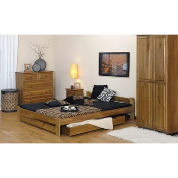 Postel Postel RAFANUS 140x200 cm s roštem, masiv borovice/moření dub + vyzvednutí ZDARMA