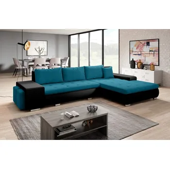 Sedací souprava Rohová rozkládací sedačka COLORITO T 7, tyrkysová/černá +možnost VÝNOSU + vyzvednutí ZDARMA