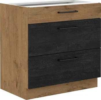 Kuchyňská linka ZEATA, dolní skříňka 80 D 3S BB PREMIUM BOX, korpus: dub lancelot, dvířka: dark wood/dub lancelot + vyzvednutí ZDARMA