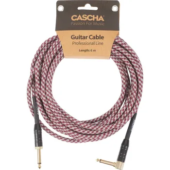 Příslušenství ke zvukové technice Cascha Professional Line Guitar Cable, Angled, Tweed Red, 6 m + prodloužená záruka 3 roky