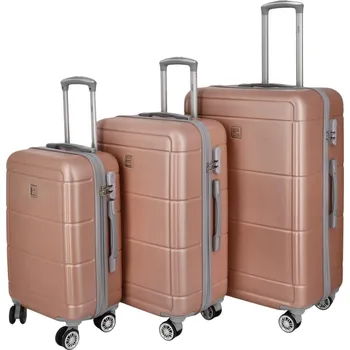 Cestovní plastový kufr Gothard SADA, růžovo-zlatý