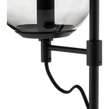 Lampička Stolní lampa Lucande Sotiana, skleněný globus, černá barva - Základna - Ø 18 cm, výška 2 cm, Ø stínítka 18 cm; délka kabelu 180 cm kouřově šedá, černá 1 x 40 W