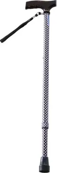 Vycházková duralová hůl stavitelná s dřevěnou rukojetí do 100 kg 73-95 cm černá/bílá/šachovnice