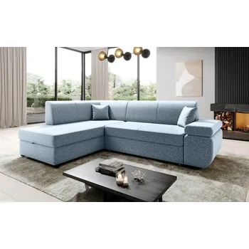 Sedací souprava Rohová rozkládací sedačka ADRIANOPOLI, levá, světle modrá +možnost VÝNOSU + vyzvednutí ZDARMA