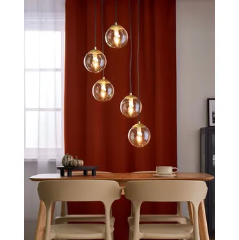 Závěsné svítidlo zlatý kov 5 odstínů kouřového skla moderní design osvětlení interiéru obývacího pokoje Beliani