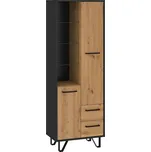 Regál PRUDHOE 2D2S, černá/dub artisan, 5 let záruka + vyzvednutí ZDARMA