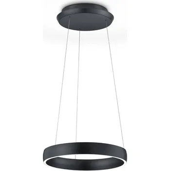 Knapstein LED závěsné světlo Sara-40 černá, 2&nbsp;200-3&nbsp;000 K - baldachýn - výška 6 cm, Ø 30 cm 48 W LED celkem - Doprava zdarma