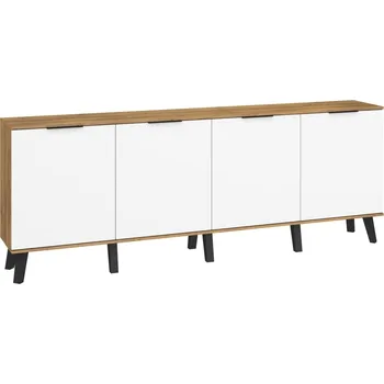 Komoda Komoda OSMAK 4D, dub burgundský/bílý lesk, 5 let záruka + vyzvednutí ZDARMA