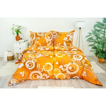 Povlečení Stanex Ložní povlečení bavlněné kruhy oranžové (LS65) Rozměry povlečení: 140x200 cm + polštář 90x70 cm