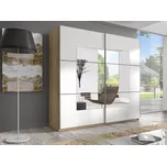 MAGGIE šatní skříň se zrcadlem 221, dub san remo světlý/bílá + vyzvednutí ZDARMA