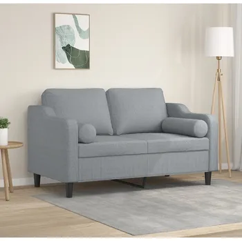 Pohovka vidaXL 2místná pohovka s polštáři 120 cm textil [3200838] Barva: světle šedá