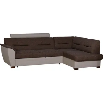 Sedací souprava Rohová sedačka WILUNA se záhlavníkem, pravá, látka hnědá/béžová ekokůže +možnost VÝNOSU + PROVĚŘENO zákazníky + vyzvednutí ZDARMA