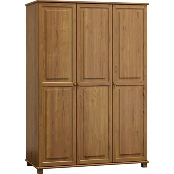 Šatní skříň Skříň 3D BHAGIRA 2, šíře 133 cm, masiv borovice, moření: dub + vyzvednutí ZDARMA