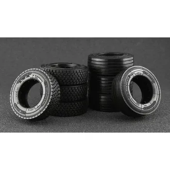 autíčko Sada pneumatik R22,5 pro tahač 6x2 nízký profil 1:50 Pneu pro tahač 6x2 nízký profil (sada 6 ks) - příslušenství pro modely DAF, MAN, MB, Scania, Volvo, Renault, Premium, TATRA, Renault, Iveco