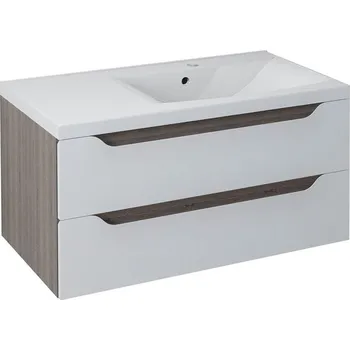 Nábytek WAVE umyvadlová skříňka 89,7x45x47,8cm, pravá, bílá/mali wenge