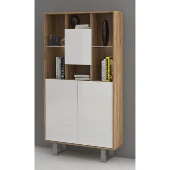 police Vitrína BOKARO 5, craft zlatý/bílý lesk, 5 let záruka + vyzvednutí ZDARMA