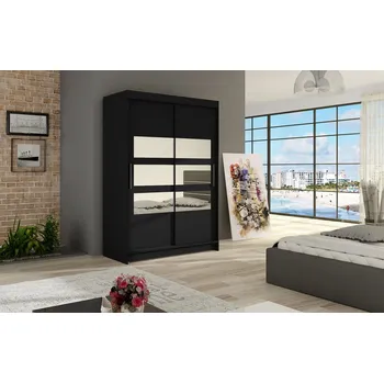 Šatní skříň Šatní skříň KENDI V, černý mat/zrcadlo +možnost VÝNOSU + vyzvednutí ZDARMA