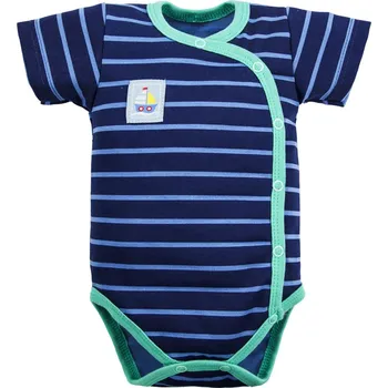 Kojenecký body Eevi Body rozepínací s krátkým rukávem STATKI modré proužky - 56