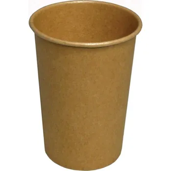 Jednorázové nádobí Pohárek papírový 410/460ml 16oz kraft hnědý EU logo 5.9043 (bal po 50 ks)