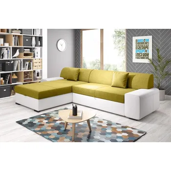 Sedací souprava Rohová rozkládací sedačka ANTIOCHIE, levá, žlutá/bílá +možnost VÝNOSU + vyzvednutí ZDARMA