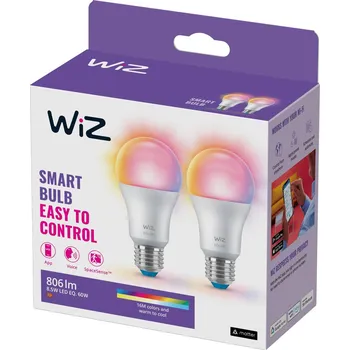 Lampička WiZ A60 LED lampa matná WiFi E27 8,5W RGBW sada 2 ks