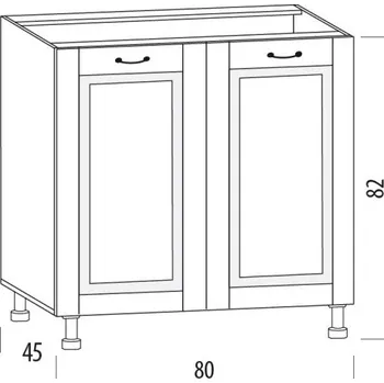 SNOW, dolní skříňka 80H, korpus bílý, dvířka bílé MDF + vyzvednutí ZDARMA