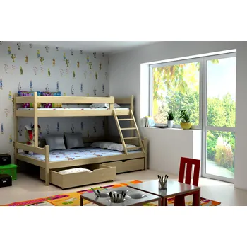 Postel Max-i Patrová postel RUDI PINE vč. roštů Zvolte rozměr:: 80/120 x 200 cm, Zvolte barvu:: barva černá + ŠUPLÍKY