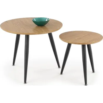 Konferenční stolek Set konferenčních stolků XANTEN 2, zlatý dub/černá + vyzvednutí ZDARMA