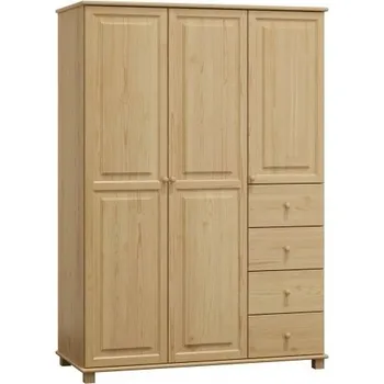 Šatní skříň Skříň 3D BHAGIRA 4, šíře 120 cm, masiv borovice + vyzvednutí ZDARMA
