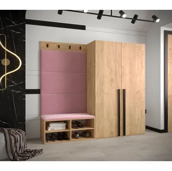 Předsíňová stěna Předsíňová stěna Miro 5 - dub Craft Barva: Růžová - Manila 09