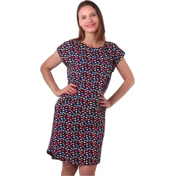 Dámské šaty Dámské bavlněné oversized šaty s kapsami Zoe, barevné puntíky na modré L/XL