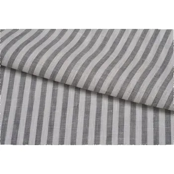 Lněné plátno,lehké, proužkované, šedo-bílé, sartor.cz