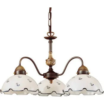 austrolux KOLARZ Nonna - závěsné světlo bílá-modrá bílá, starožitná mosaz, modrá 3 x 75 W - Doprava zdarma