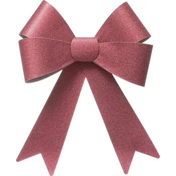 Vánoční dekorace Fééric Lights and Christmas Dekorativní velká mašle na stromeček starorůžová třpytivá, 30x19 cm