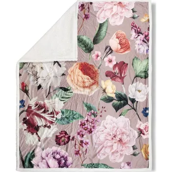 deka Béžová oboustranná deka Descanso Fiori, 130 x 160 cm ID_1425333