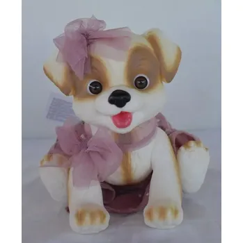 plyšák Hnědo-bílý pejsek v růžové sukénce od RosaToys (WHITE DOG 23 CM )