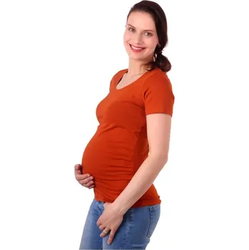 Těhotenské tričko Johanka, krátký rukáv, skořicové S/M