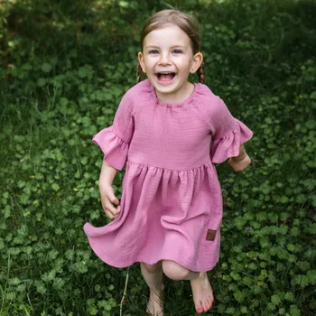 Dívčí šaty Dětské mušelínové šaty / růžové Velikost: 86/92