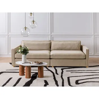 Pohovka Pohovka taupe čalouněná 3místná dřevěné nohy opěrky moderní styl obývací pokoj Beliani