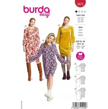Střih Burda 5875 na dámské šaty -