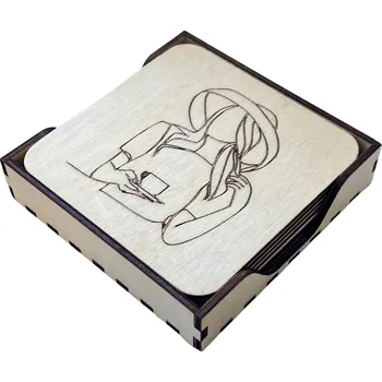 Podtácek Podtácky - Boho styl "Žena s kávou", Varianty: Hranatý podtácek